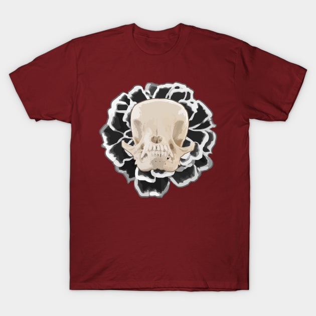 Dog skull in a flower T-Shirt by Catharthic